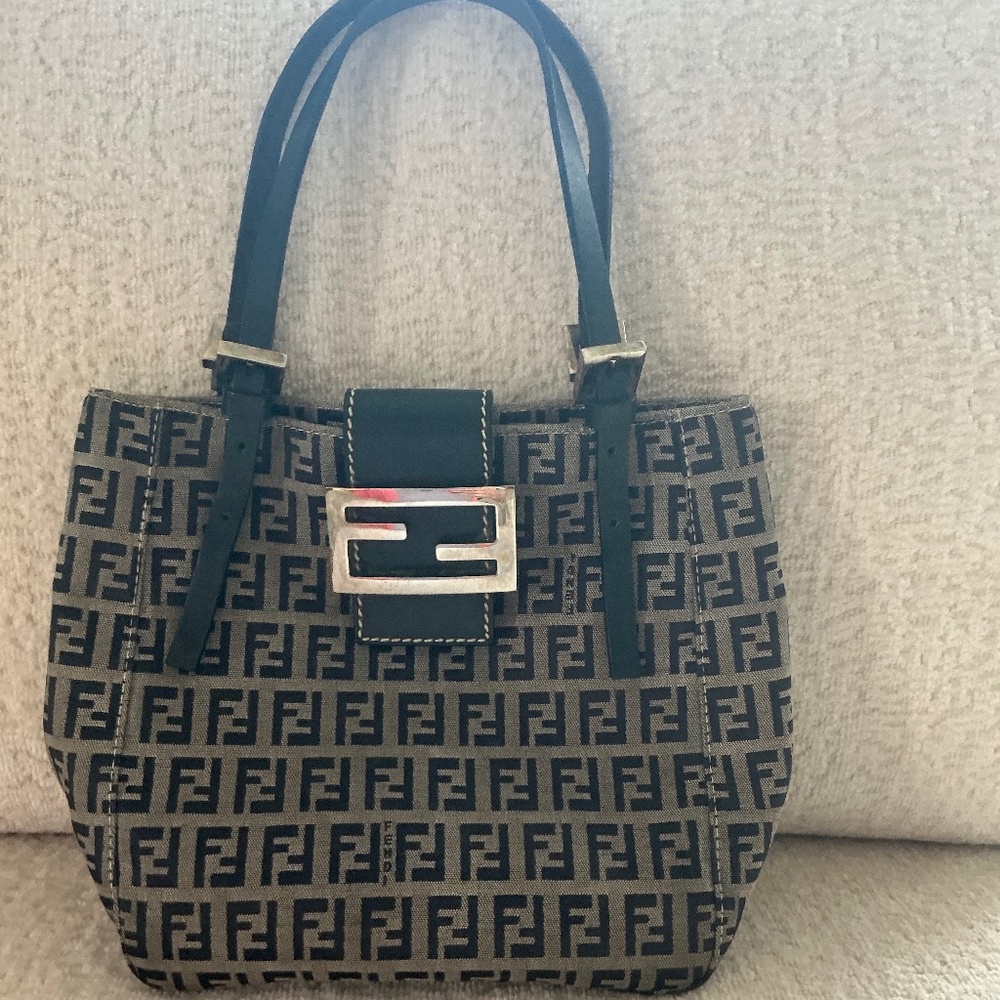 Fendi  Vintage Navy Zucchino Canvas Tote Bag